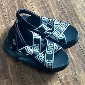UGG Black Sandals Criss-Cross Design